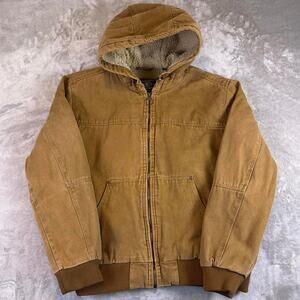 GH Bass & Co. Hooded Duck Canvas Jacket Men’s XL Sherpa Lined Work Coat Brown